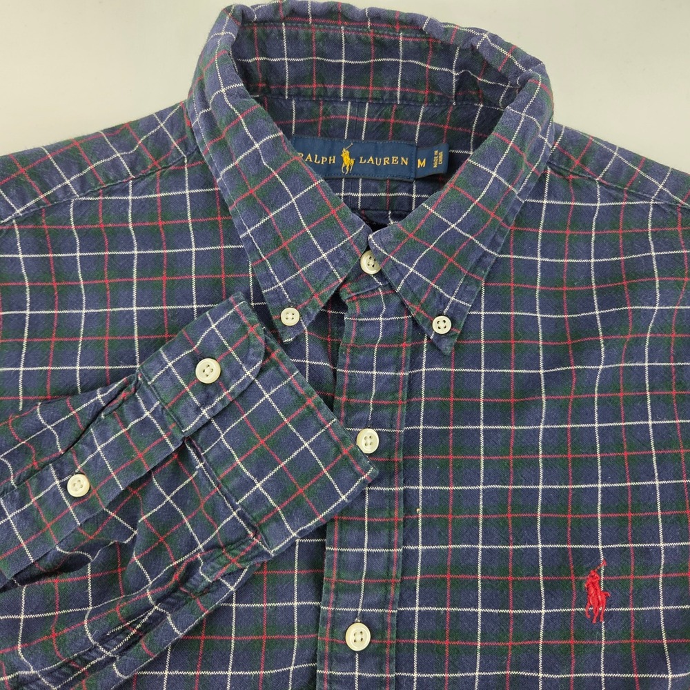 Polo Ralph Lauren Plaid Button Down Shirt Long Sleeve Men Size‎ M Red Blue Green